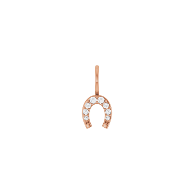 14k Rose Gold Diamond Horseshoe Pendant