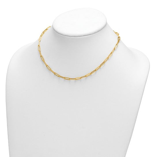 14k Yellow Gold 4mm Solid 16" Paperclip Link Chain