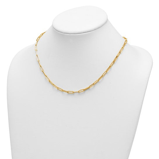 14k Yellow Gold 4mm Solid 18" Paperclip Link Chain