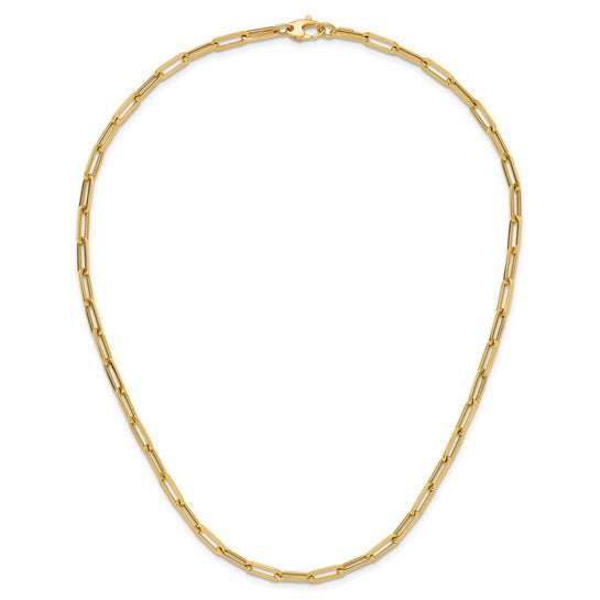 14k Yellow Gold 4mm Solid 16" Paperclip Link Chain