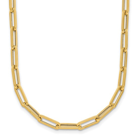 14k Yellow Gold 4mm Solid 16" Paperclip Link Chain