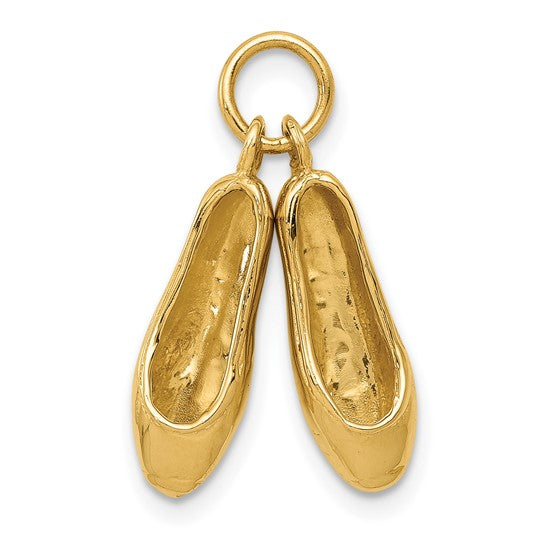 14k Yellow Gold Ballet Slippers Pendant