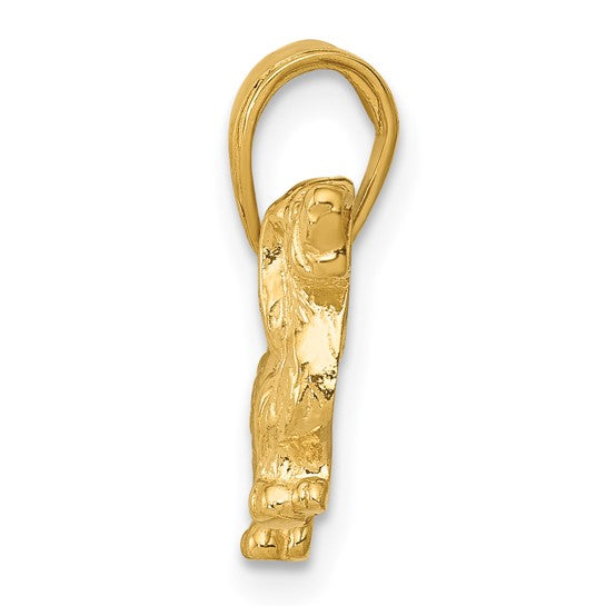 14k Yellow Gold Long-Haired Dachshund Dog Pendant
