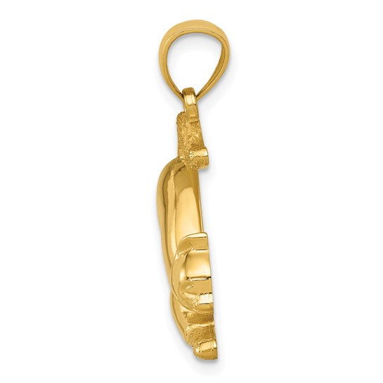 14k Yellow Gold Stretching Cat Pendant