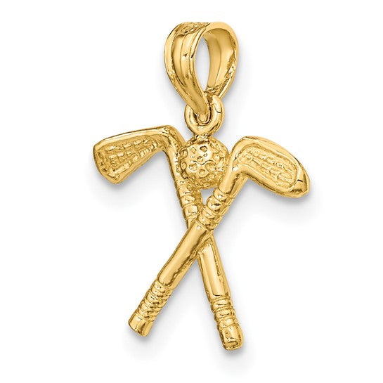 14k Yellow Gold Golf Clubs & Ball Charm