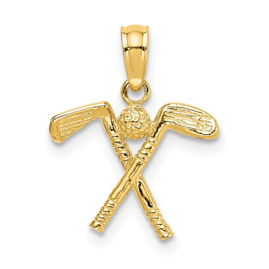 14k Yellow Gold Golf Clubs & Ball Charm