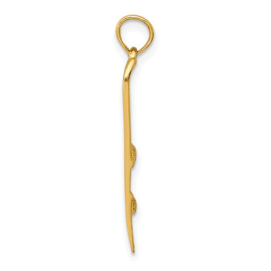 14k Yellow Gold Snow Skis Pendant