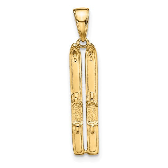 14k Yellow Gold Snow Skis Pendant
