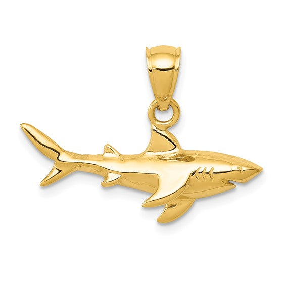 14k Yellow Gold Shark Pendant