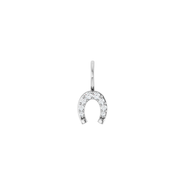 14k White Gold Diamond Horseshoe Pendant