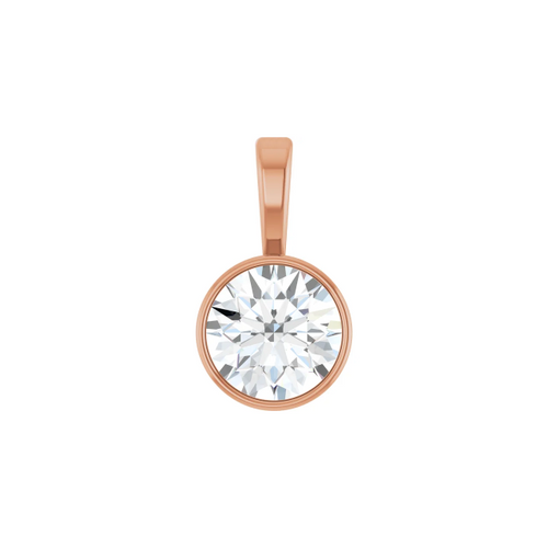 14k Rose Gold Round Diamond Bezel Pendant