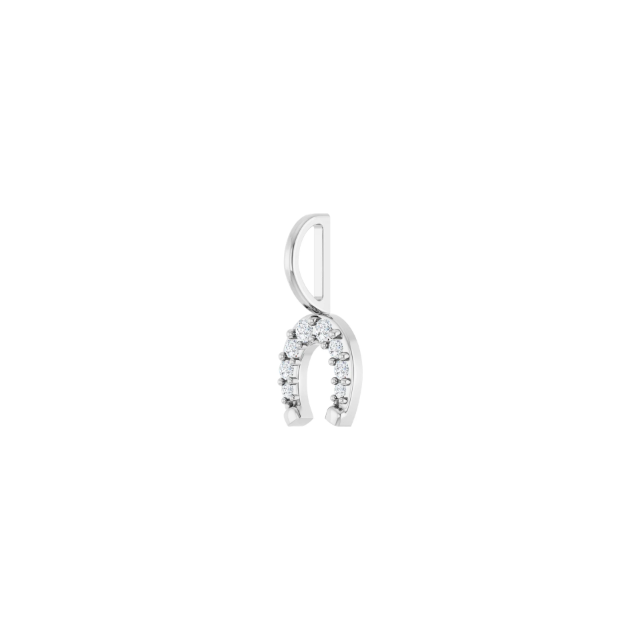 14k White Gold Diamond Horseshoe Pendant