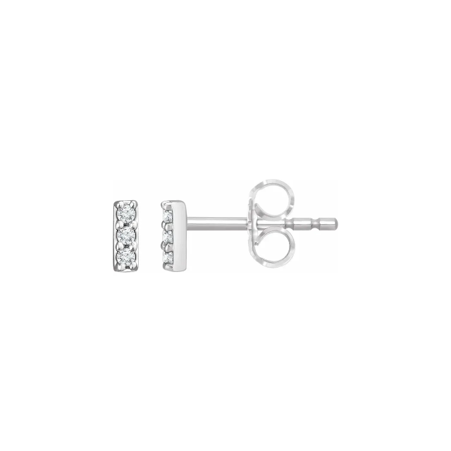 3-Diamond Bar Stud Earrings
