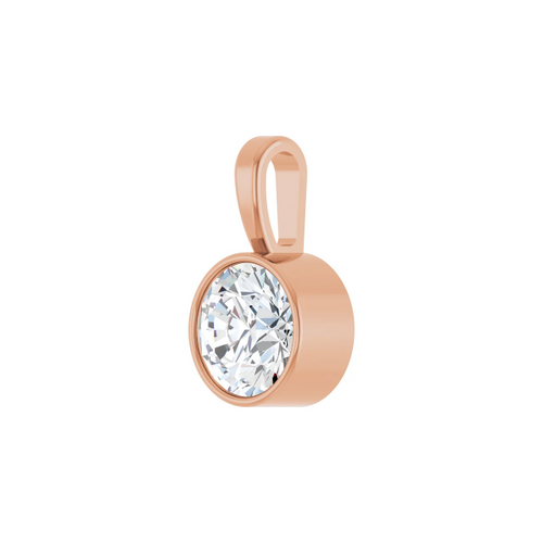 14k Rose Gold Round Diamond Bezel Pendant