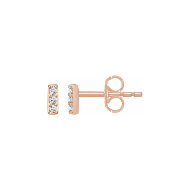 3-Diamond Bar Stud Earrings