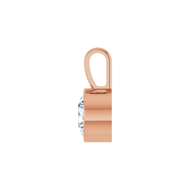 14k Rose Gold Round Diamond Bezel Pendant