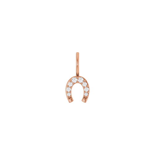 14k Rose Gold Diamond Horseshoe Pendant