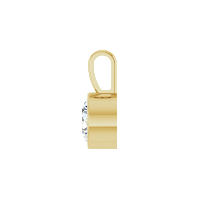 14k Yellow Gold Round Diamond Bezel Pendant