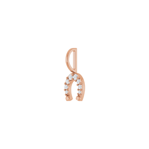 14k Rose Gold Diamond Horseshoe Pendant