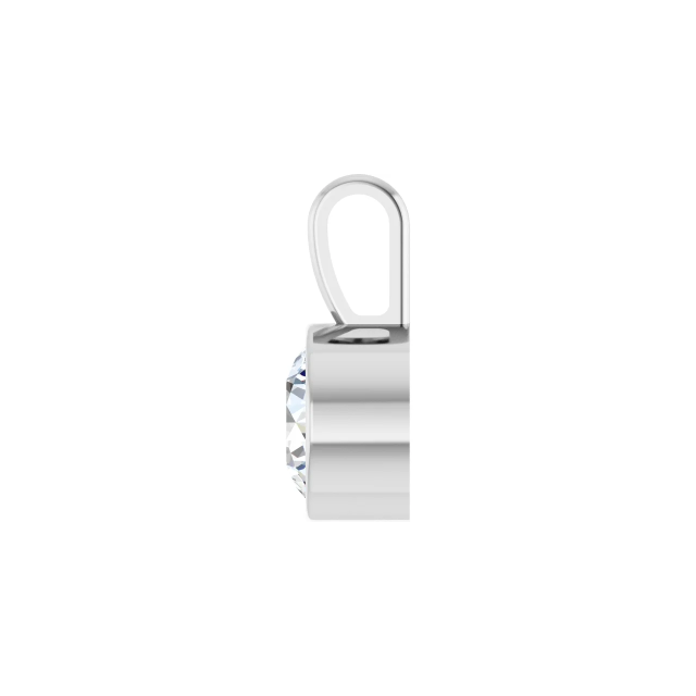 14k White Gold Round Diamond Bezel Pendant