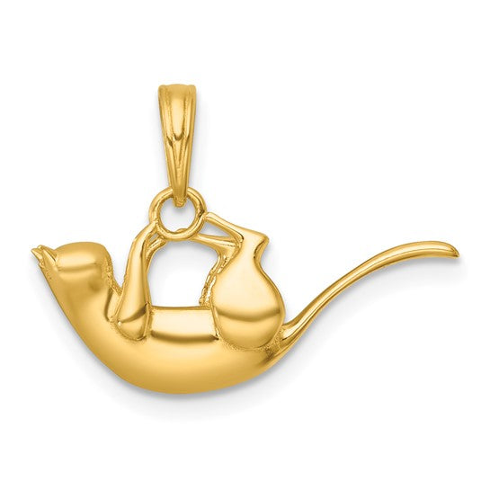 14k Yellow Gold Hanging Cat Pendant