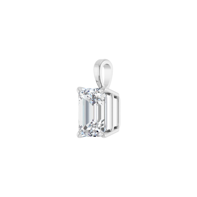 14k White Gold Emerald cut Diamond Pendant