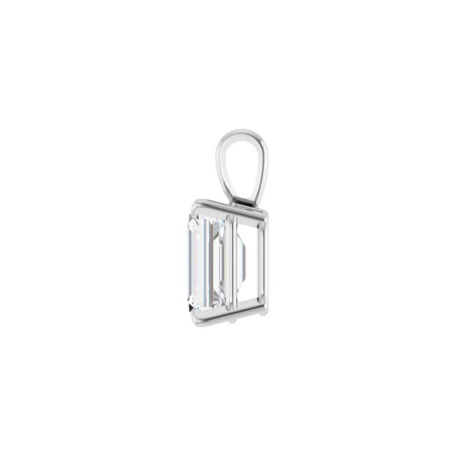 14k White Gold Emerald cut Diamond Pendant