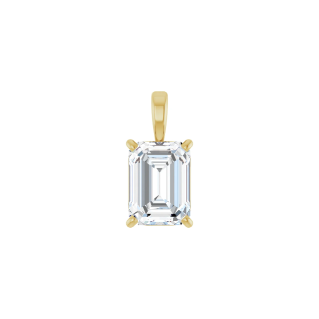 14k Yellow Gold Emerald cut Diamond Pendant