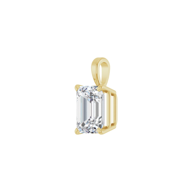 14k Yellow Gold Emerald cut Diamond Pendant