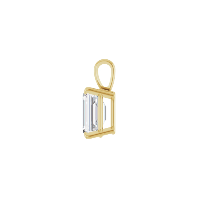 14k Yellow Gold Emerald cut Diamond Pendant