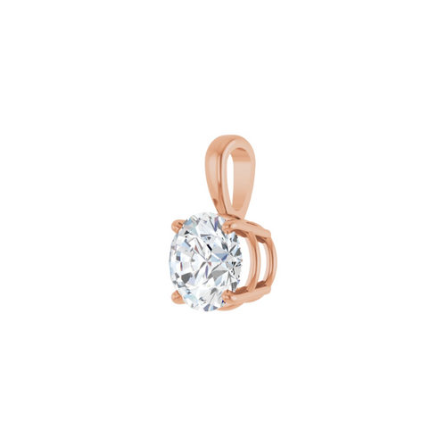 14k Rose Gold Round Diamond Pendant