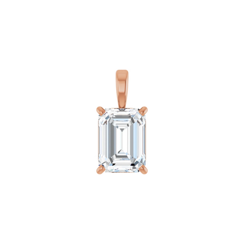 14k Rose Gold Emerald cut Diamond Pendant