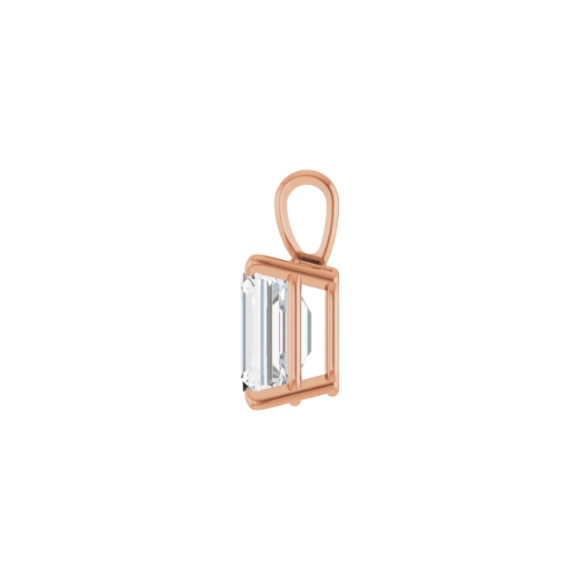 14k Rose Gold Emerald cut Diamond Pendant