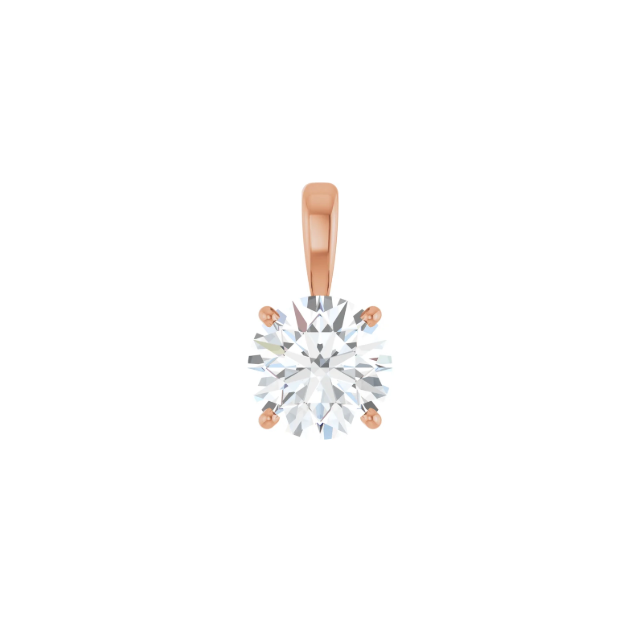 14k Rose Gold Round Diamond Pendant