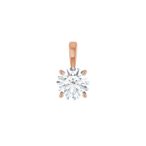14k Rose Gold Round Diamond Pendant
