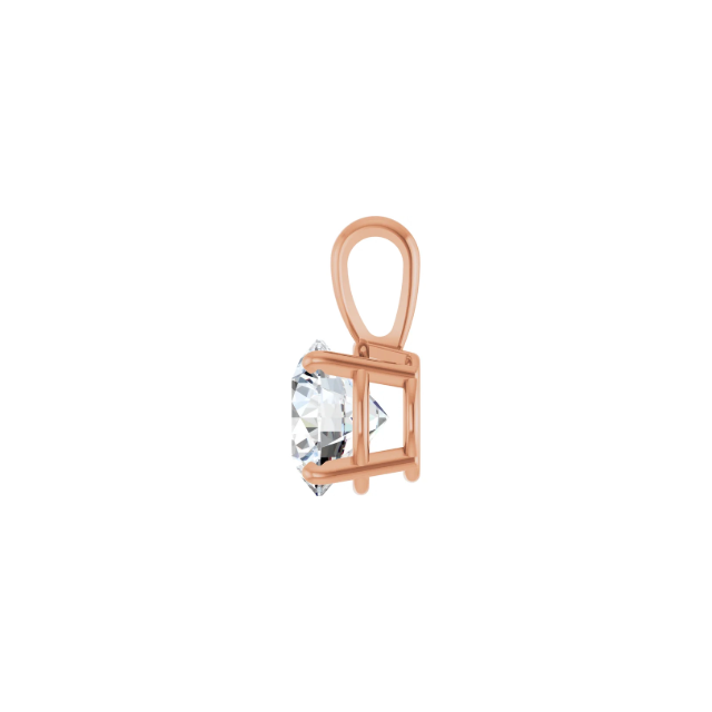 14k Rose Gold Round Diamond Pendant