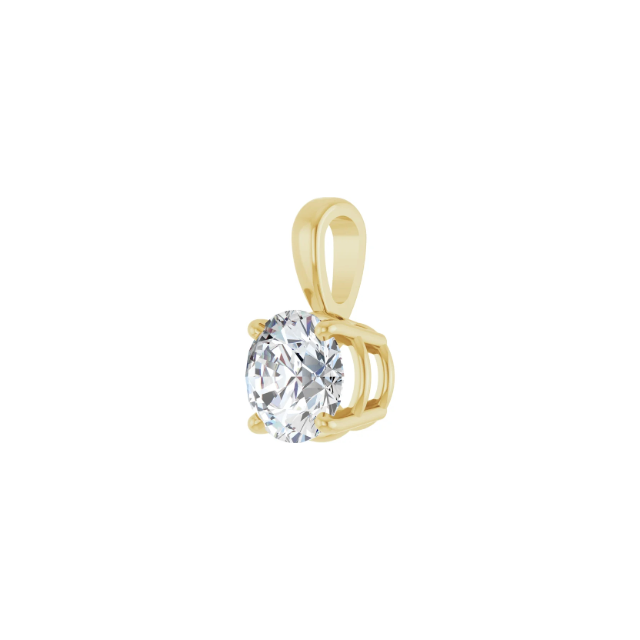 14k Yellow Gold Round Diamond Pendant