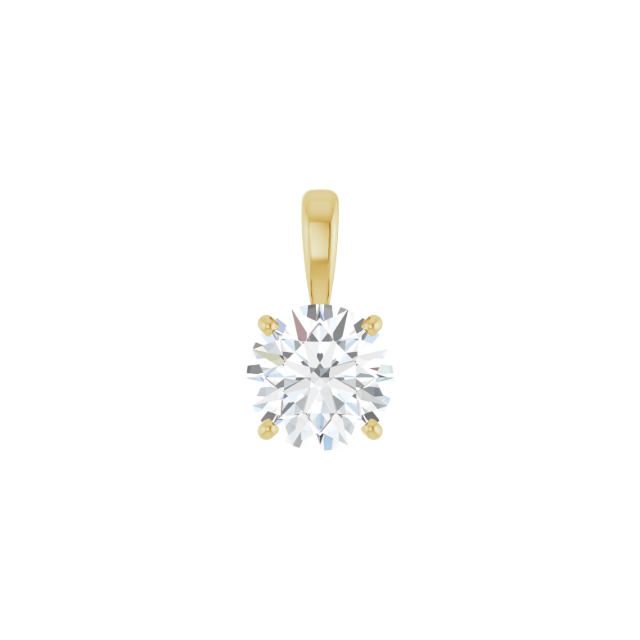 14k Yellow Gold Round Diamond Pendant