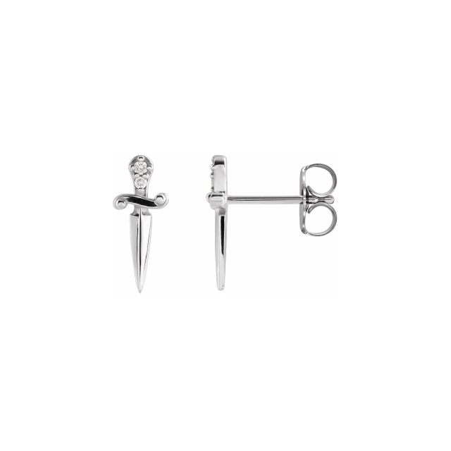 Diamond Dagger Stud Earrings