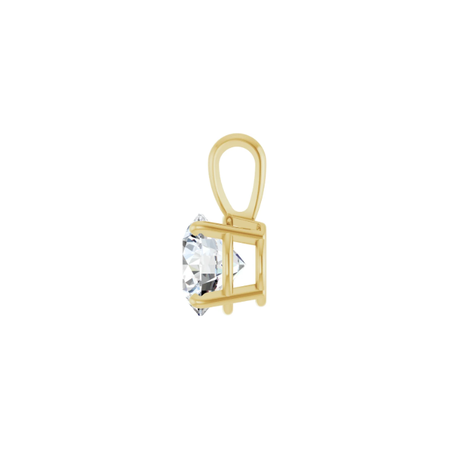 14k Yellow Gold Round Diamond Pendant