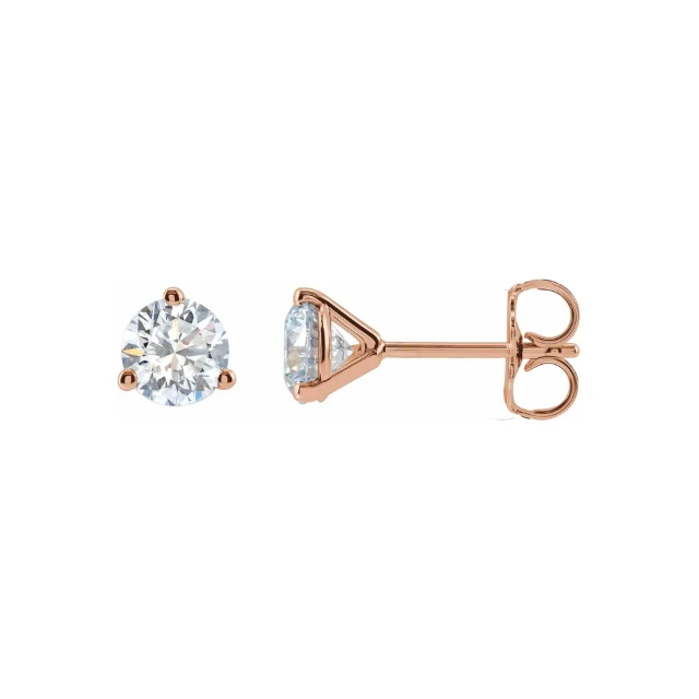 3-Prong Martini Diamond Stud Earrings
