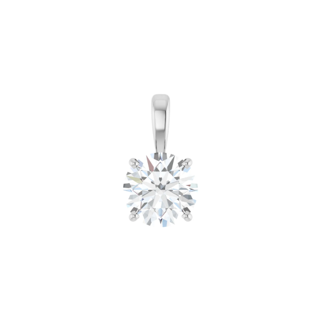 14k White Gold Round Diamond Pendant