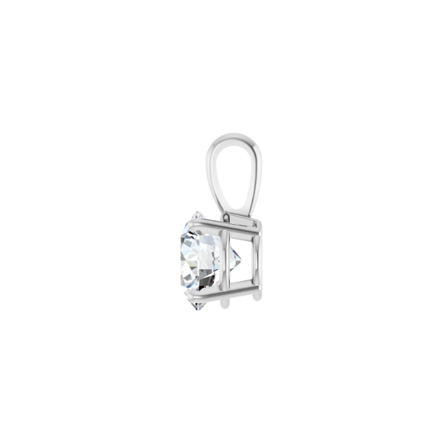 14k White Gold Round Diamond Pendant