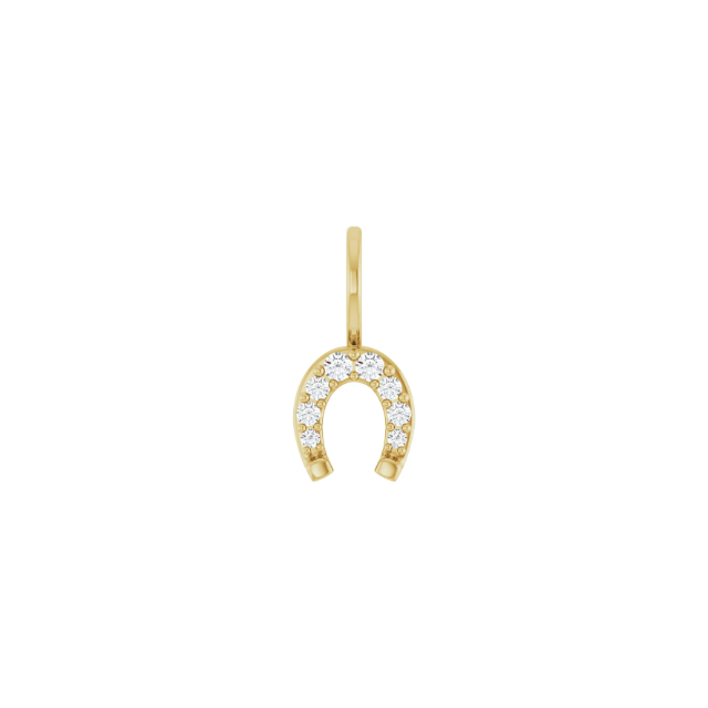 14k Yellow Gold Diamond Horseshoe Pendant