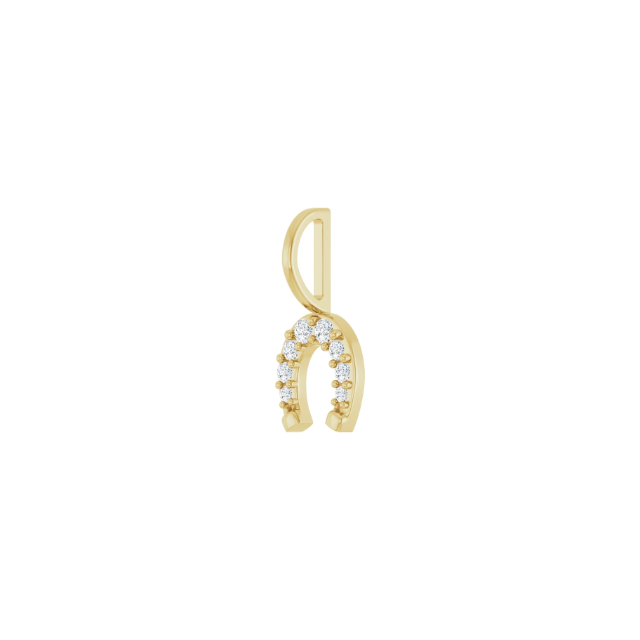 14k Yellow Gold Diamond Horseshoe Pendant